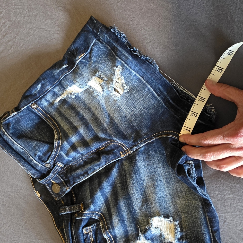 Buckle Women's Distressed Dark Blue Jean Shorts - Picture 5 of 7